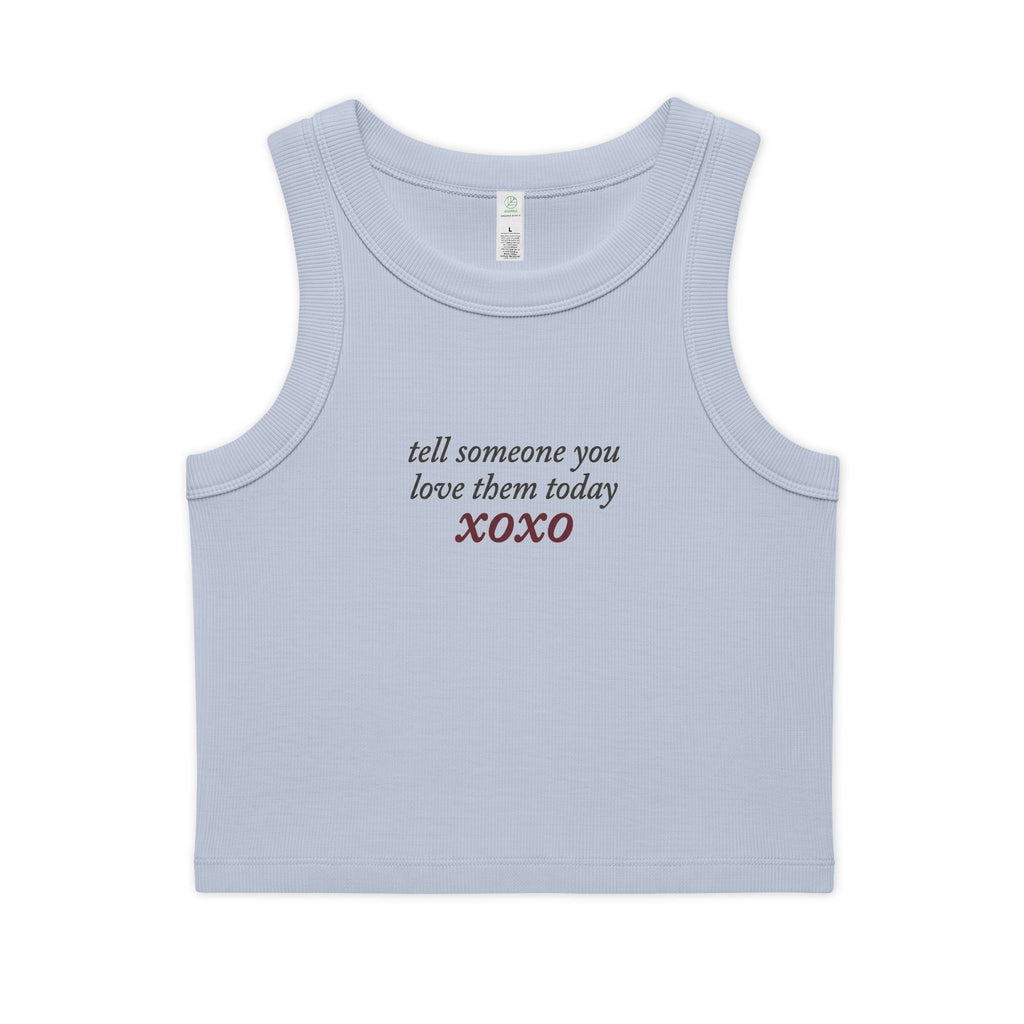'xoxo' Organic Cropped Ribbed Tank