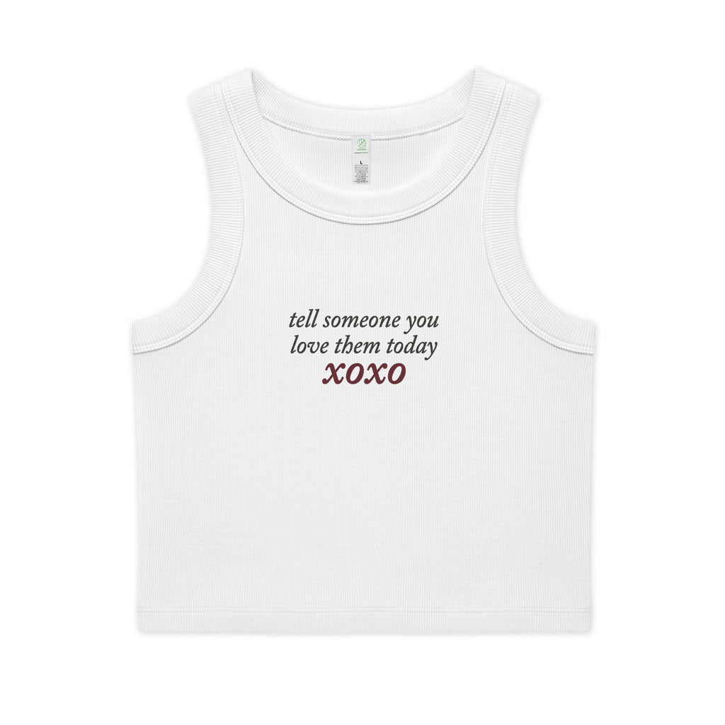 'xoxo' Organic Cropped Ribbed Tank