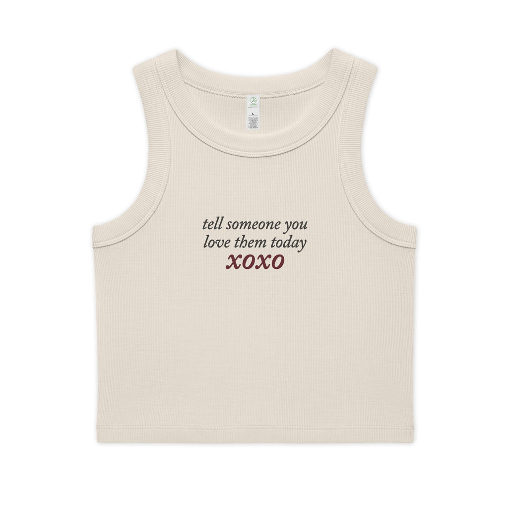 'xoxo' Organic Cropped Ribbed Tank