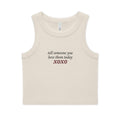 'xoxo' Organic Cropped Ribbed Tank