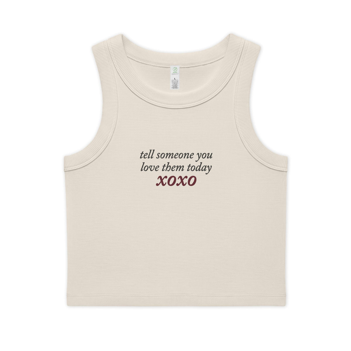 'xoxo' Organic Cropped Ribbed Tank