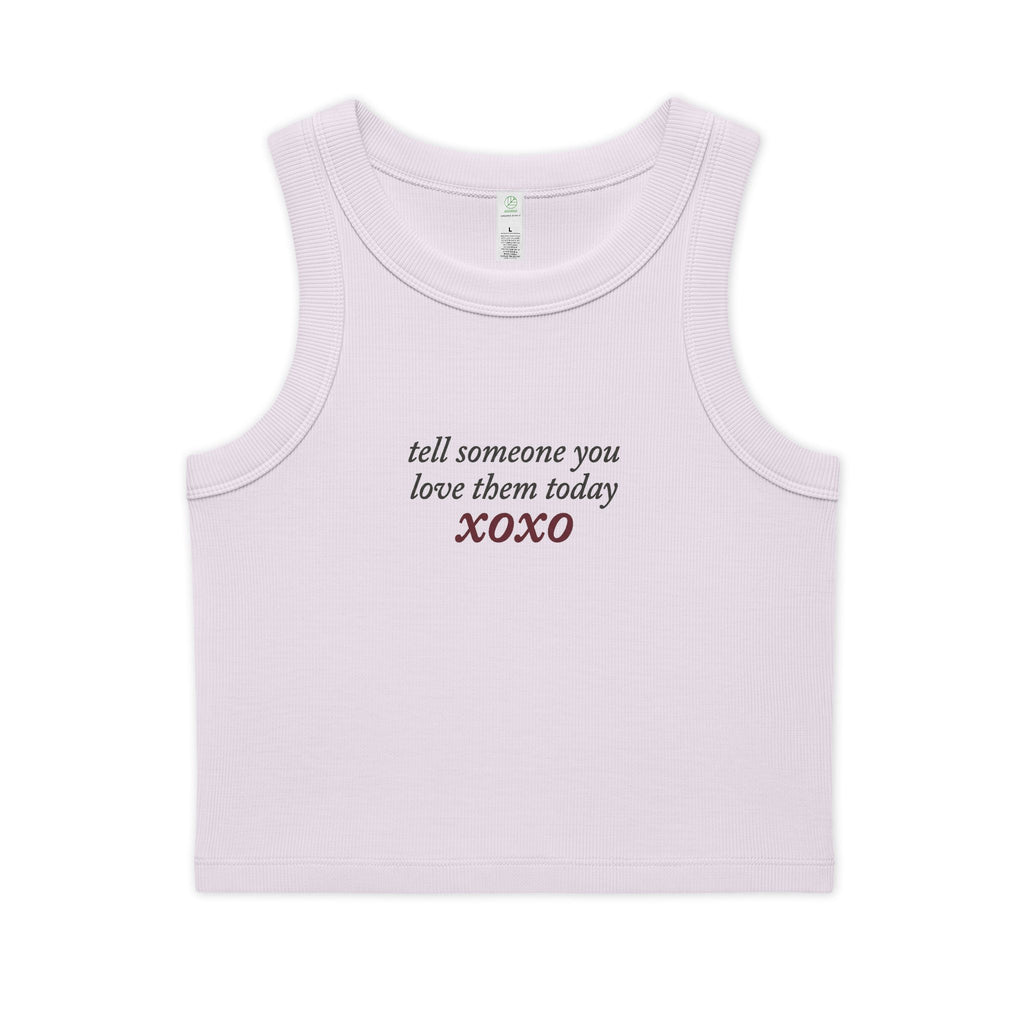 'xoxo' Organic Cropped Ribbed Tank
